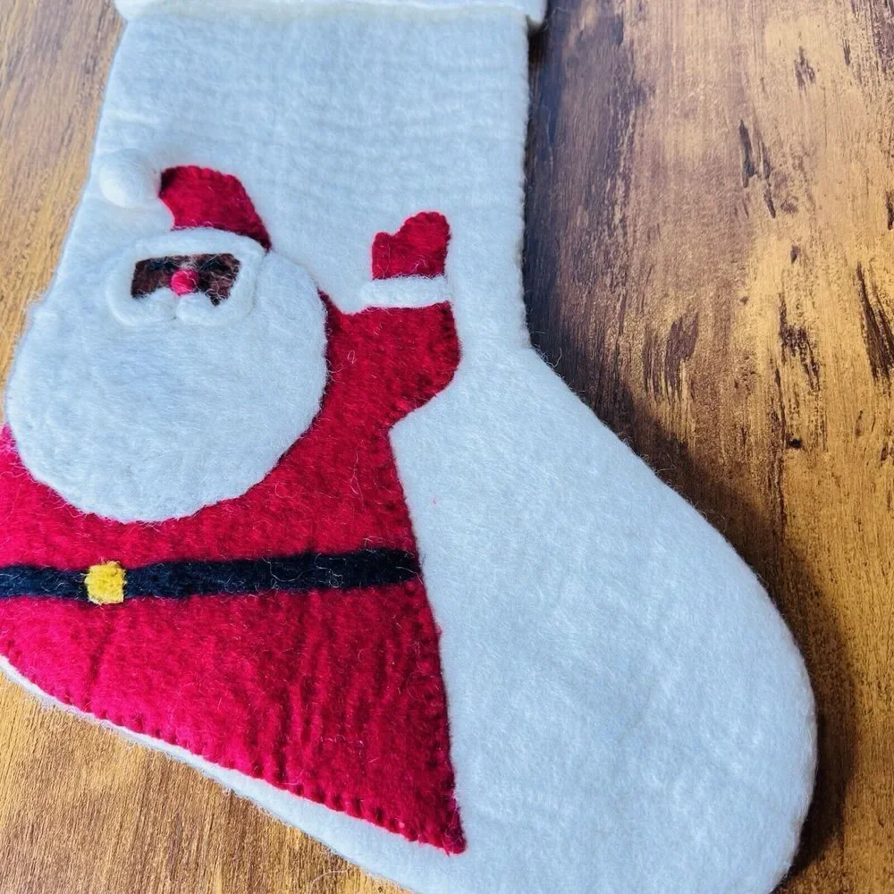 ALYSSA West Elm SANTA Felted Christmas Stocking Holiday NWOT